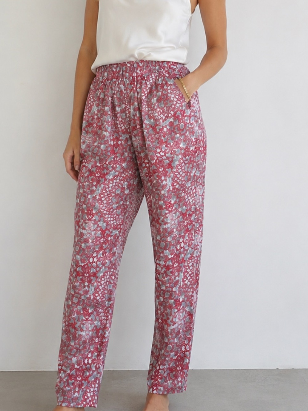 Alexis Floral Silk Pants XS